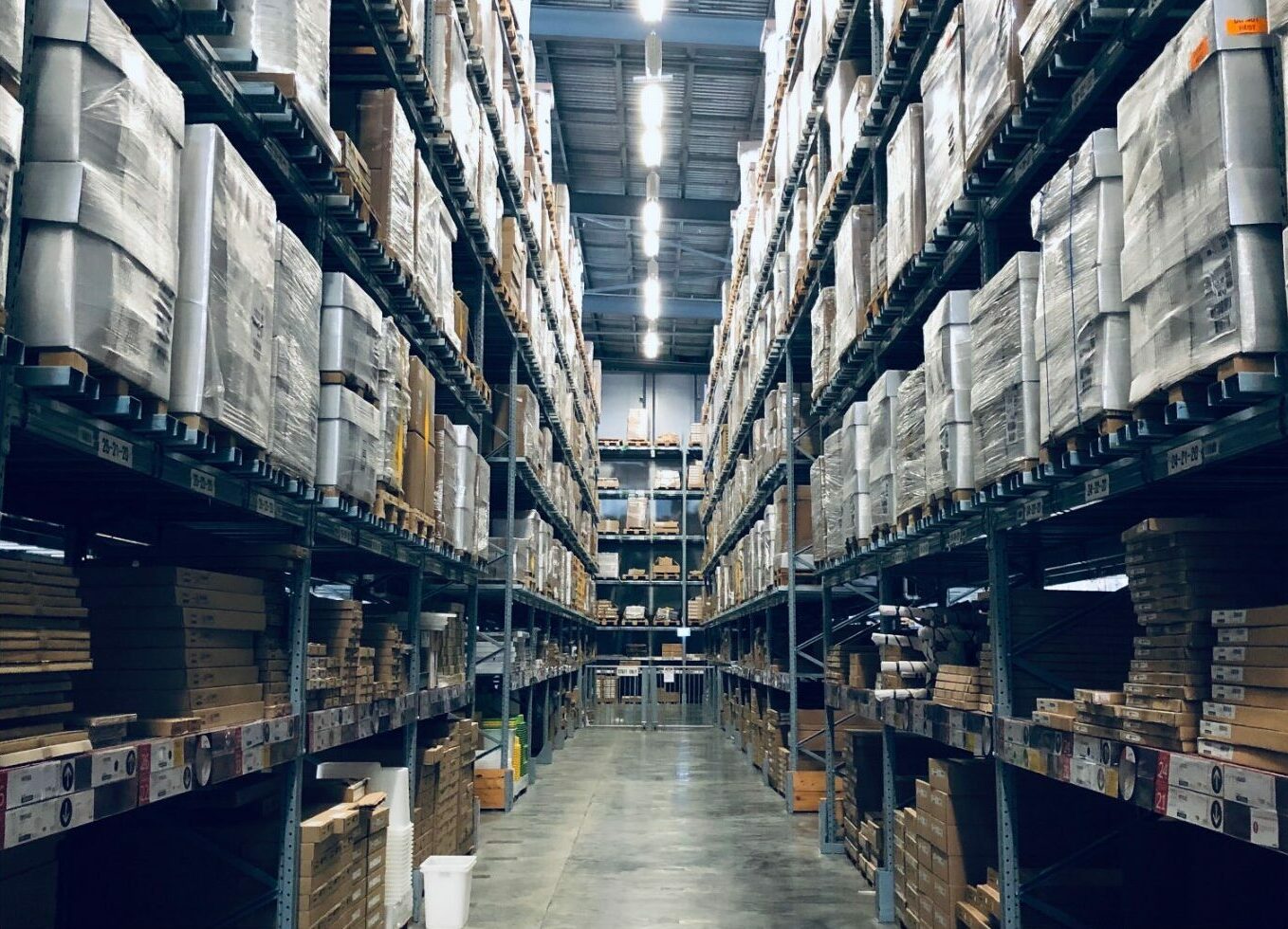 Warehouse with product on shelves
